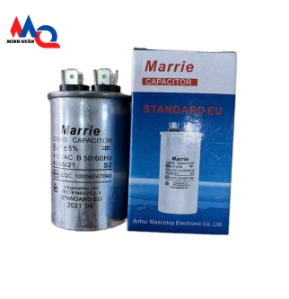 Tụ điều hòa máy lạnh MARRIE 8uF/450V, 10uF/450V, 15uF/450V, 20uF/450V, 25uF/450V, 30uF/450V, 35uF/450V, 35 + 2uF/450V, 50uF/450V.